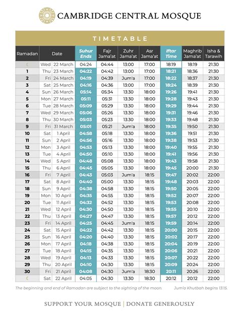 namcc prayer times